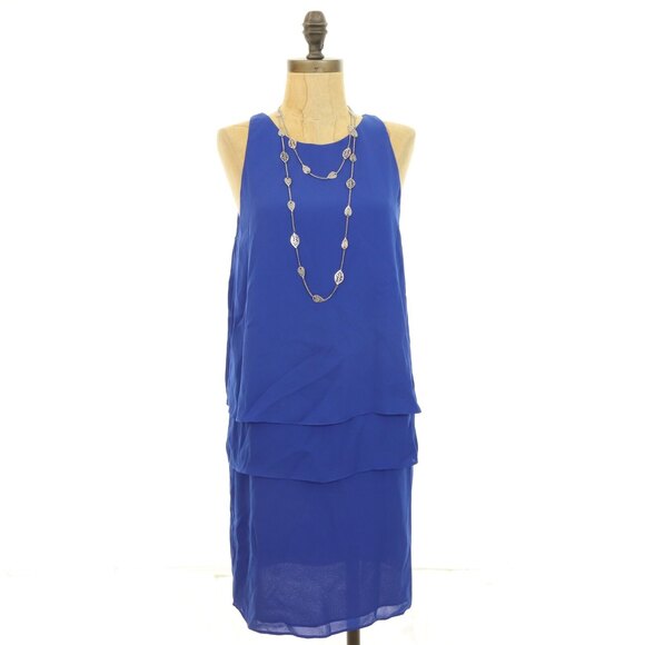 Charles Henry Nordstrom Shift Mini Dress Size S Layered Tiered Blue EUC  B91 - Picture 1 of 3